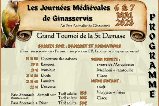 Journées Médiévales de Ginasservis les 6 et 7 Mai 2023 &#8211; Réservation en ligne pour la soirée banquet